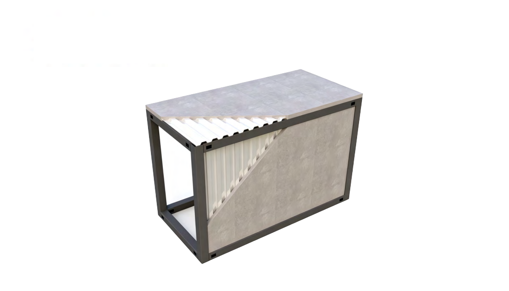 Square steel + concrete carcass